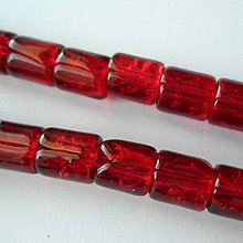 Korálky - Sklenené KRAKL valček 7x8mm-1ks (červená) - 8416058_