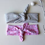 Dievčenské textilné čelenky Sivá a Ružová elasticke