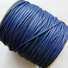 Galantéria - Bavlnená voskovaná šnúrka 1,5mm-1m (tm.modrá) - 8420077_