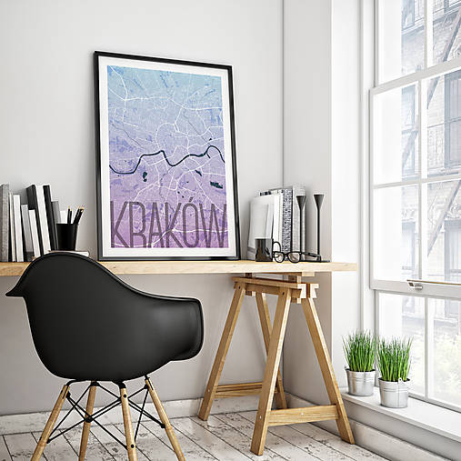 Obrazy - KRAKOV, elegantný, modro-fialový - 8420533_