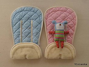 Detský textil - Bugaboo Donkey Twin seat liners soft pink and ice blue/ podložky pre dvojičky 100% MERINO pastelová ružová a bledomodrá - 8425844_