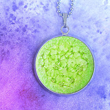 Náhrdelníky - Zelená planétka - náhrdelník malý dlouhý - 8427876_