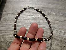 Pánske šperky - Pánsky náhrdelník okolo krku drevený - chirurgická oceľ (tmavý - CHIRURGICKÁ OCEĽ č.1139) - 8429192_