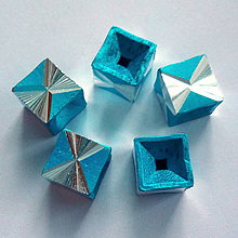 Korálky - Hliníková kocka 8mm-1ks (modrá) - 8433623_