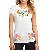 Topy, tričká, tielka - Tričko dámske farebné folk kvety a pávy - 8432662_