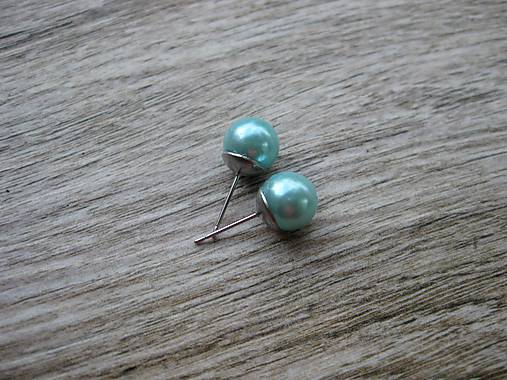 Náušnice - Perly napichovačky - chirurgická oceľ 10mm (Svetlo modré perly napichovačky - chirurgická oceľ č.1154) - 8435062_