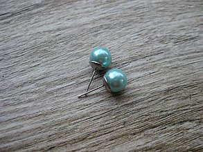 Náušnice - Perly napichovačky - chirurgická oceľ 10mm (Svetlo modré perly napichovačky - chirurgická oceľ č.1154) - 8435062_