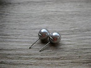 Náušnice - Perly napichovačky - chirurgická oceľ 10mm (Sivé perly napichovačky - chirurgická oceľ č.1157) - 8435089_