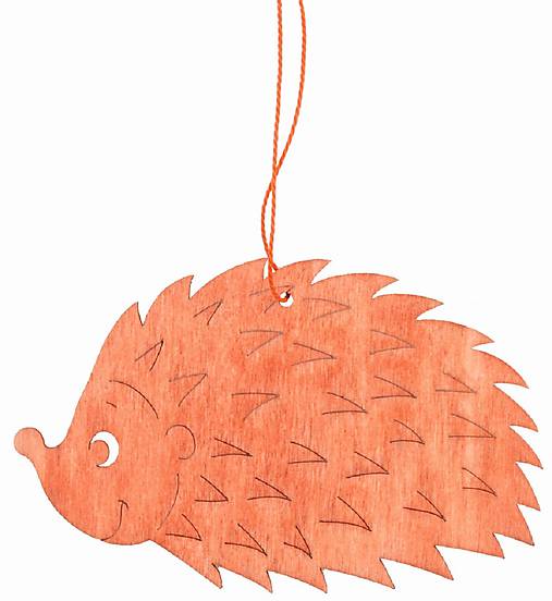 Iný materiál - Drevený ježko na zavesenie 12cm - oranžový - 8436310_