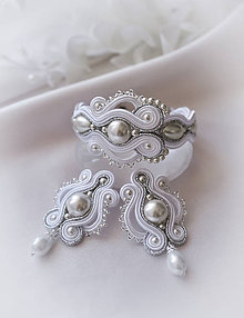 Sady šperkov - Svadobný set/ svadobné šujtášové šperky - náušnice a náramok - 8435964_