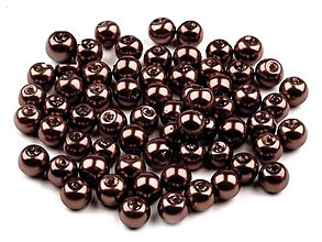 Korálky - Voskované perličky 6 mm, 30 ks (hnedé) - 8440099_