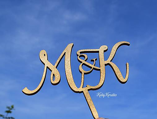 Dekorácie - tortový zápich zlatý - 8446541_