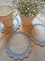 Úžitkový textil - Vintage podšálky - modré ruže - 8447843_