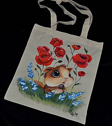 Nákupné tašky - ručne maľovaná taška- veverička - 8448024_
