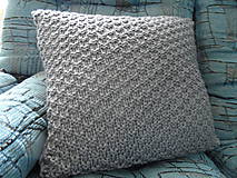 Úžitkový textil - pletený vankúšik šedomodrý-obliečka - 8449368_
