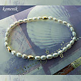 Říční perly s pozlacenými stříbrnými olivkami - náramek