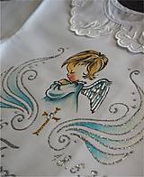 Detské oblečenie - košieľka na krst s anjelikom a krížikom - modrá - 8455895_