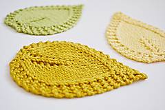 Úžitkový textil - Pletené podložky lístky - žlté (Žltá vanilková) - 8456982_
