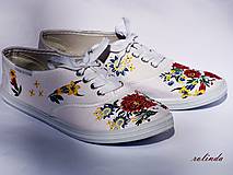 Ponožky, pančuchy, obuv - Tenisky maľované podľa stuhy (Růže) - 8464983_