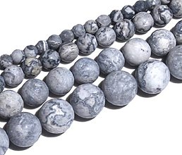 Minerály - KM103 Korálka prírodná - kameň matný šedý 8 mm - 8468716_
