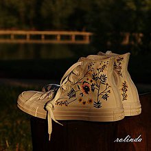 Ponožky, pančuchy, obuv - Maľované Converse (Žluté kvítí) - 8472995_