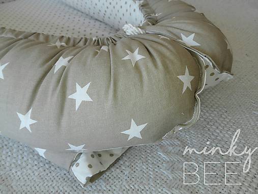 Hniezdo pre novorodenca - hviezdy/béžová+bodky