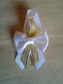 Svadobné pierka - svadobné pierko bielo-zlaté - 8481194_