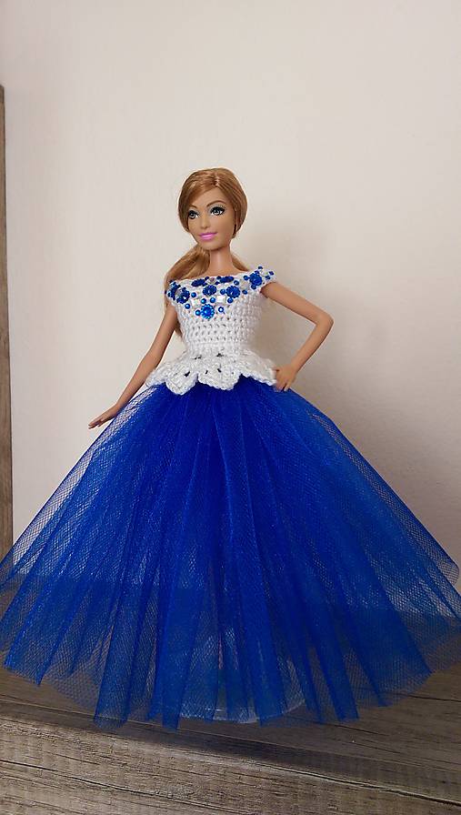  - Tmavomodré tylové šaty pre Barbie - 8483635_