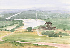 Obrazy - Rozhľadňa v Hainburgu - akvarel - 8484278_
