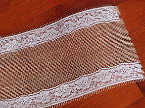 Úžitkový textil - Šerpa z juty šírka 20cm s čipkou po okrajoch - 8484689_