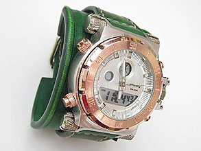 Náramky - Infantry zelené kožené hodinky - 8487247_