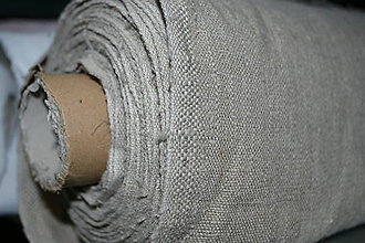 Textil - Metráž látok 100% ľan prírodný hrubší režný - 0,5 m - 8493272_