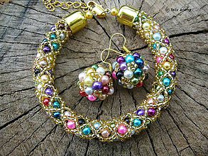 Sady šperkov - Náramok a náušničky COLORAMA GOLDEN NET - 8498155_