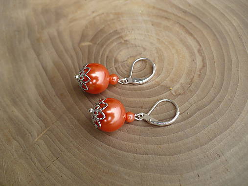 Náušnice - náušnice z oranžových perál - 8497145_