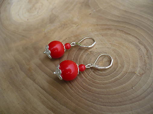 Náušnice - náušnice z červených perál - 8498631_