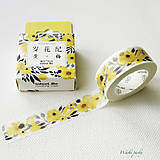 Papier - papierová washi páska Žlté kvety (15 mm x 7 m) - 8501182_