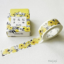 Papier - papierová washi páska Žlté kvety (15 mm x 7 m) - 8501182_