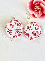 Náušnice - Buttonky- červený kvet - 8501513_