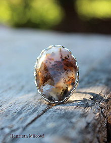 Prstene - strieborný prsteň s achátom (Pani jeseň) - 8501577_