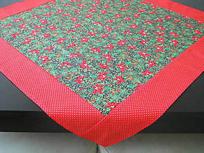 Úžitkový textil - Obrus - Vianočné ruže s červeným lemovaním - 8504024_