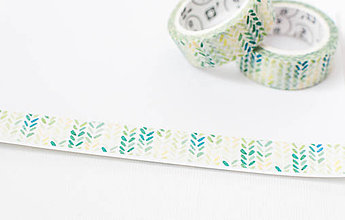 Papier - WASHI / papierová páska na tvorenie " malírované lístočky " - 8503962_