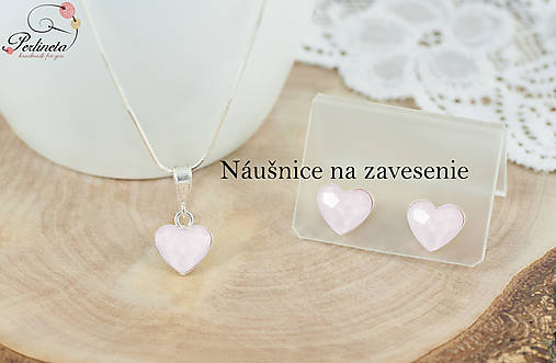Sady šperkov - Mini srdiečka_Powder Rose ---> s visiacimi náušnicami - 8507251_