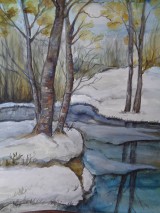 Obrazy - Prvý sneh... (akvarel) - 8510537_