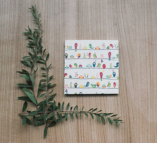 Papiernictvo - Leporelo 13x13 ,,Vtáčike na drôte,,  - 8509608_