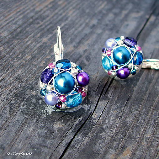 Náušnice - Náušničky TURQUOISE VIOLETS III - 8511894_