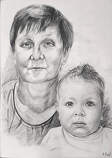 Kresby - s babičkou po 2.-rezervácia Janka- 2 portréty - 8515672_