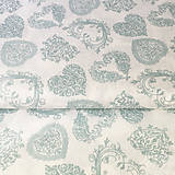 Textil - zelenomodré čipkované srdiečka 100 % bavlna, šírka 140 cm, cena za 0,5 m - 8518087_