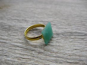 Prstene - Štvorcový prsteň farebný (AKCIA Mentolový štvorec v zlate č.1238) - 8518811_