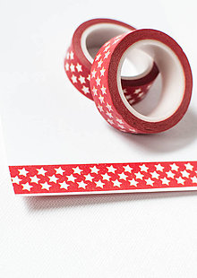 Papier - WASHI / papierová páska na tvorenie " red stars" - 8523213_