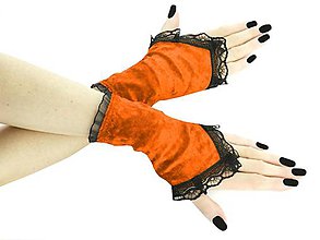 Rukavice - Zamatové rukavičky červené s čipkou 09A - 8526435_
